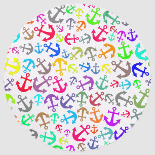Colorful Boat Anchor Pattern Beach Towel