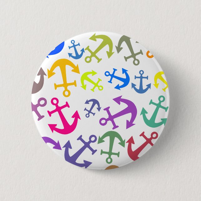 Colorful Boat Anchor Pattern Button (Front)