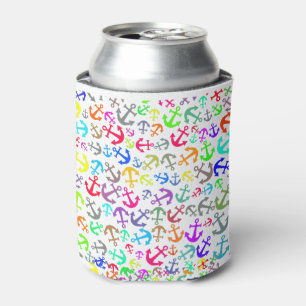 Colorful Boat Anchor Pattern Can Cooler