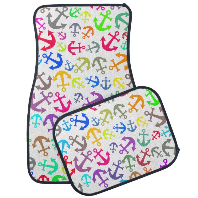 Colorful Boat Anchor Pattern  Car Floor Mat (Set)