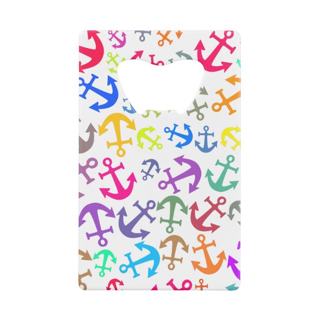 Colorful Boat Anchor Pattern Credit Card Bottle Opener (Front)