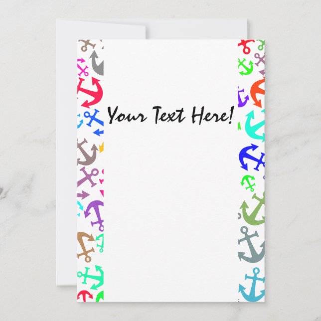 Colorful Boat Anchor Pattern  Invitation (Front)