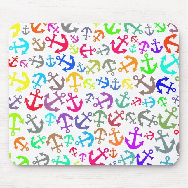 Colorful Boat Anchor Pattern Mouse Pad (Front)