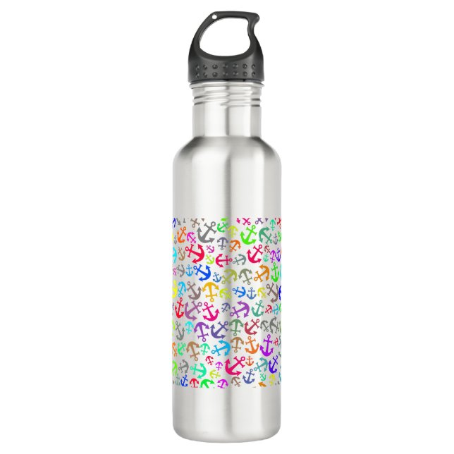 Colorful Boat Anchor Pattern Stainless Steel Water Bottle (Front)