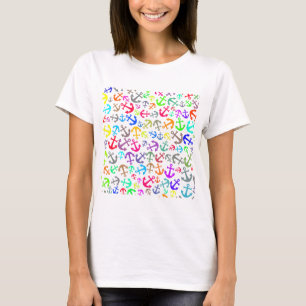 Colorful Boat Anchor Pattern T-Shirt