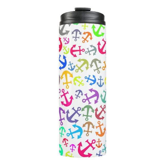 Colorful Boat Anchor Pattern Thermal Tumbler (Front)