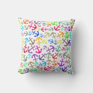 Colorful Boat Anchor Pattern Throw Pillow
