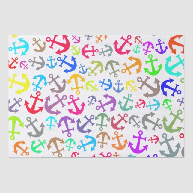 Colorful Boat Anchor Pattern Tissue Paper (Front)