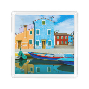 Colorful Boat Scene Venetian Lagoon Acrylic Tray