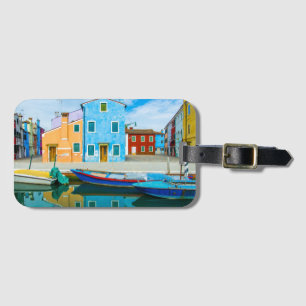 Colorful Boat Scene Venetian Lagoon Luggage Tag