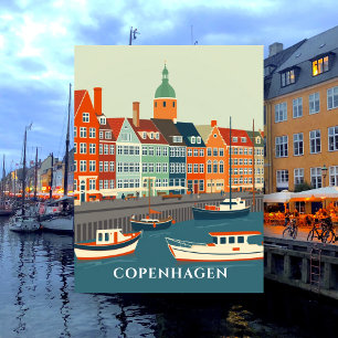 Colorful Boats in Nyhavn Copenhagen Denmark Postcard