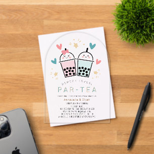 Colorful Boba Bubble Tea Party Gender Reveal Acrylic Invitations