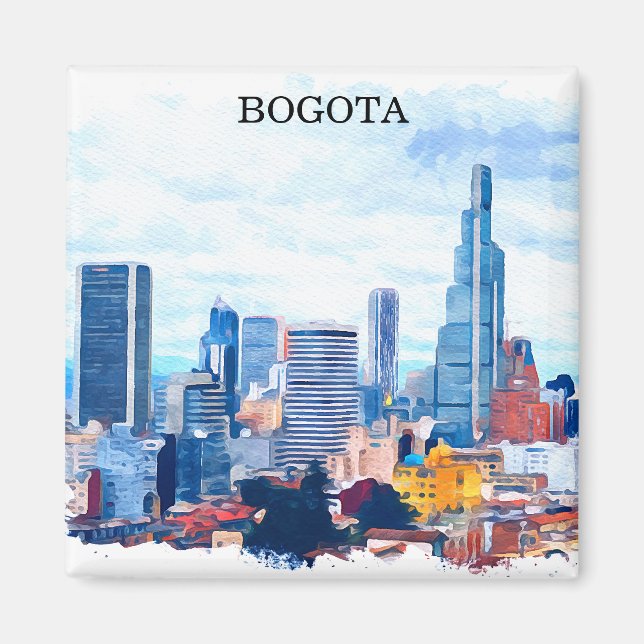 Colorful Bogota Colombia Cityscape Magnet (Front)