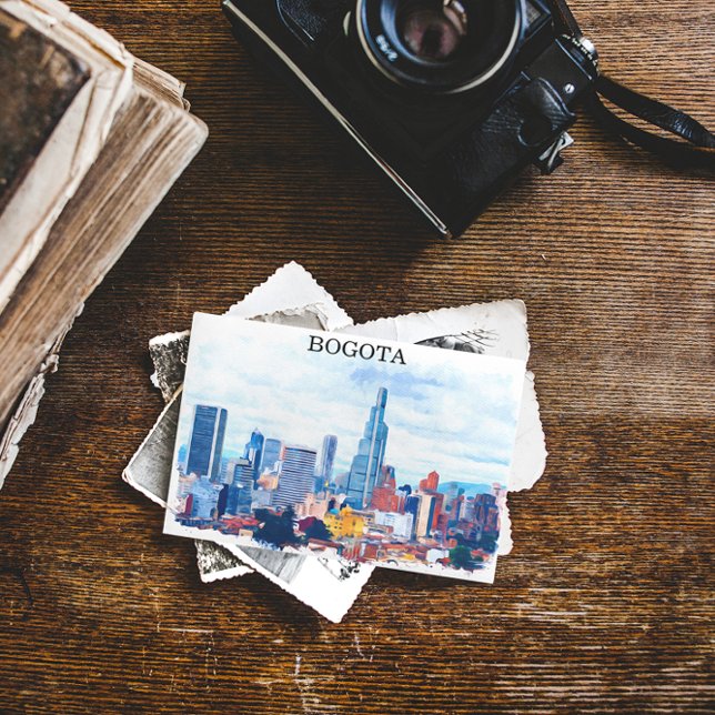 Colorful Bogota Colombia Cityscape Postcard (bogota colombia vintage city postcard)