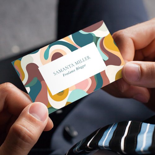 Colorful Bohemian Abstract Swirls Pattern Business Card