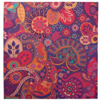 Colorful Bohemian Boho Mod Hippy Chic Pattern Cloth Napkin by Boho_Chic at Zazzle