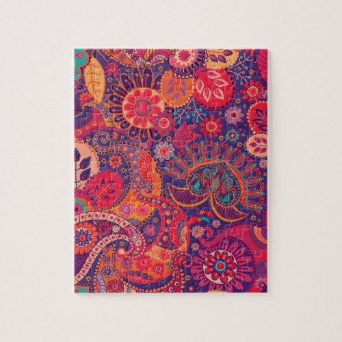 Colorful Bohemian Boho MOD Hippy Chic Pattern Jigsaw Puzzle