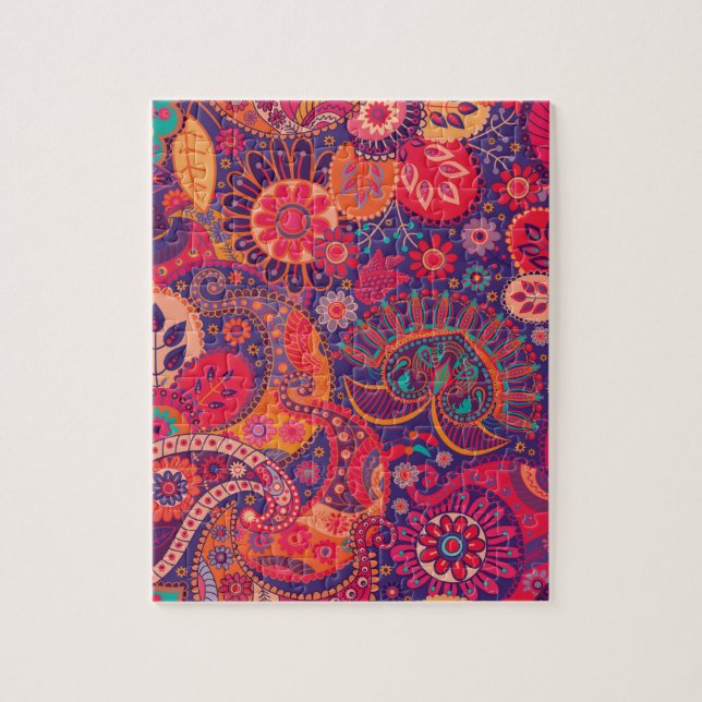 Colorful Bohemian Boho MOD Hippy Chic Pattern Jigsaw Puzzle (Vertical)