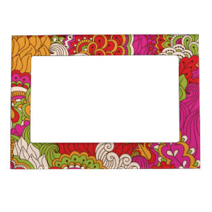 Colorful Bohemian Boho MOD Hippy Chic Pattern Magnetic Frame