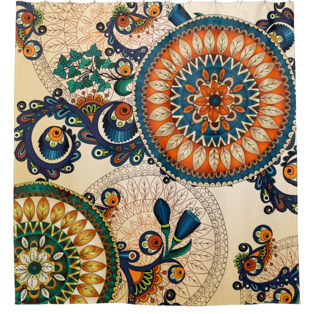 Colorful Bohemian Boho MOD Hippy Chic Pattern Shower Curtain (Front)