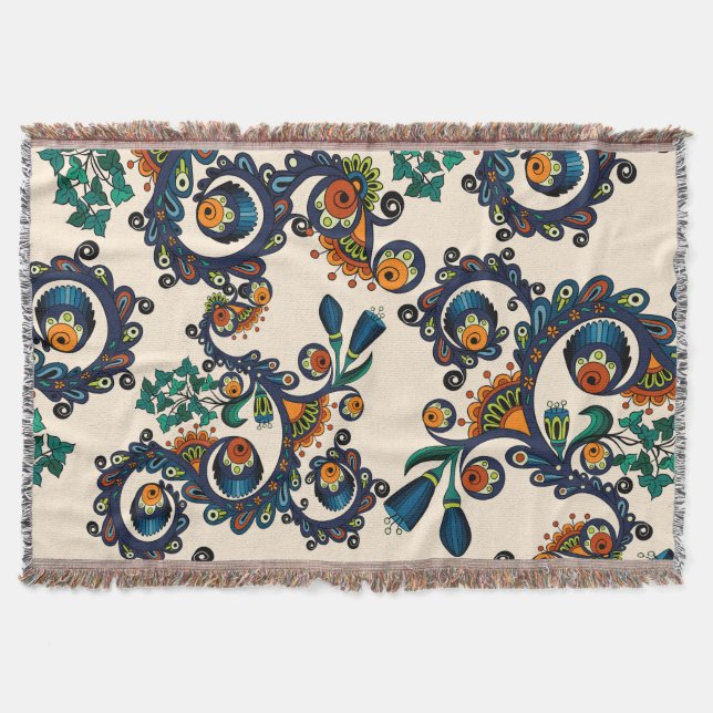 Colorful Bohemian Boho MOD Hippy Chic Pattern Throw Blanket (Front)