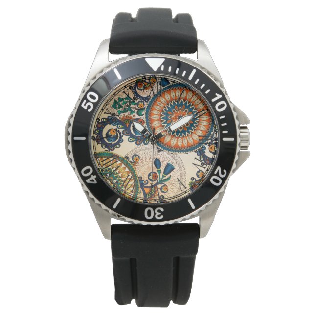 Colorful Bohemian Boho MOD Hippy Chic Pattern Watch (Front)