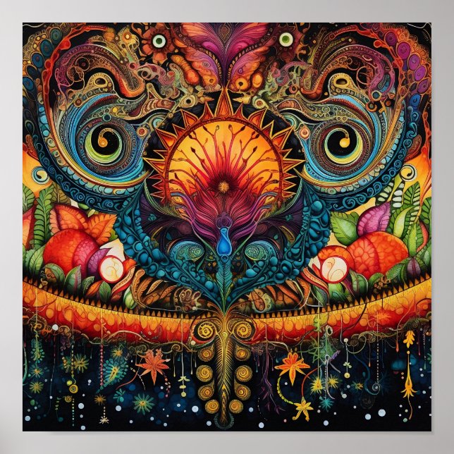 Colorful Bohemian decor tapestry print (Front)
