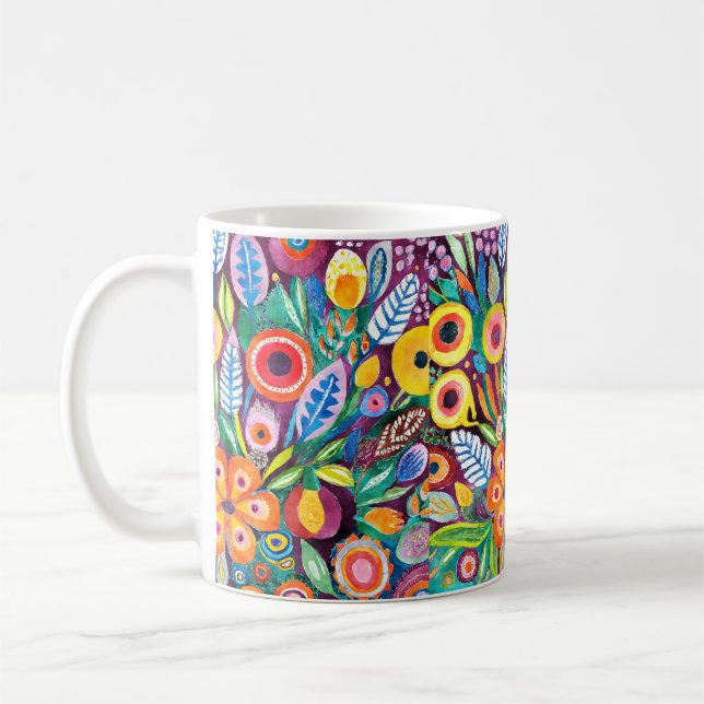 Colorful Bohemian Floral  Coffee Mug (Left)