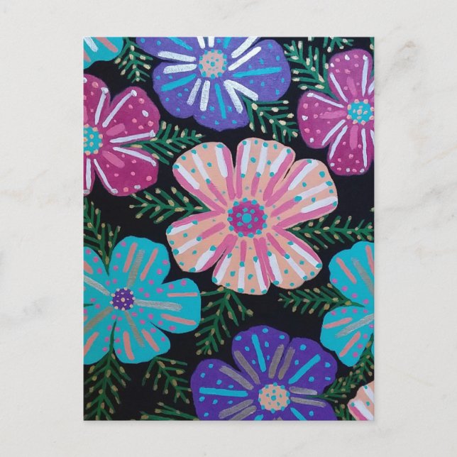 Colorful Bohemian Floral Postcard (Front)