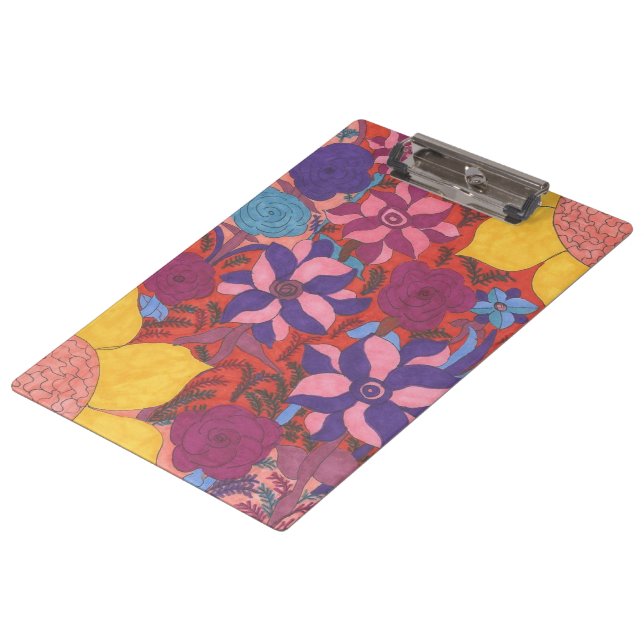 Colorful Bohemian Floral Print Clipboard (Angled)