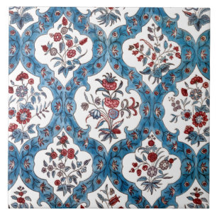Colorful Bohemian Floral Quatrefoil Ceramic Tile