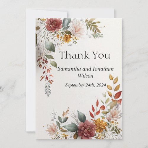 Colorful Bohemian Floral Thank you Card