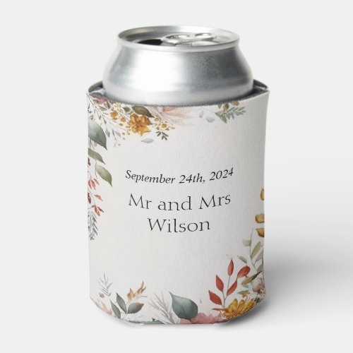 Colorful Bohemian Floral Wedding Can Cooler