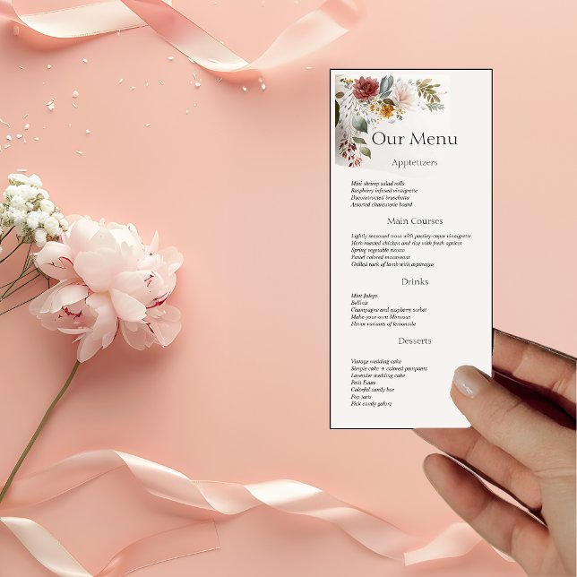 Colorful Bohemian Floral Wedding Dinner Menu (Creator Uploaded)