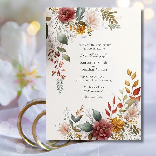 Colorful Bohemian Floral Wedding  Invitation