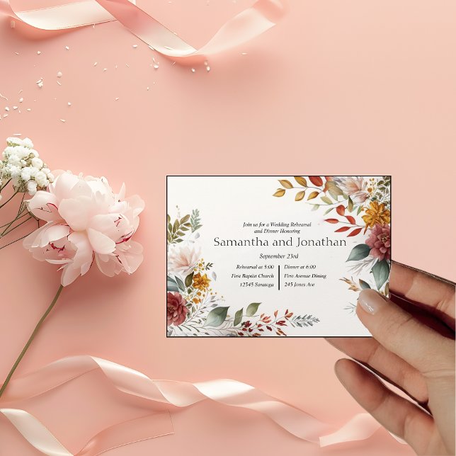 Colorful Bohemian Floral Wedding Rehearsal  Invitation (Creator Uploaded)