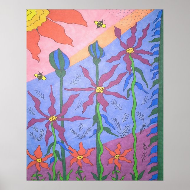 Colorful Bohemian Garden Art Poster (Front)