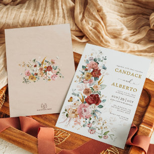 Colorful Bohemian Garden Flower Wedding Invitation