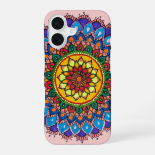 Colorful Bohemian Mandala Flower iPhone 16 Case