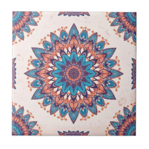 Colorful Bohemian Mandala Pattern Ceramic Tile