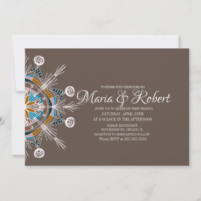 Colorful Bohemian Mandala Wedding Invitation (Front)