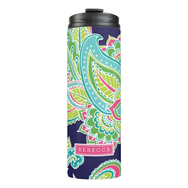 Colorful Bohemian Paisley Monogram Thermal Tumbler (Front)