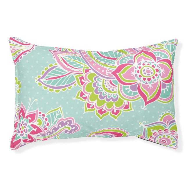 Colorful Bohemian Paisley Pet Bed (Front)