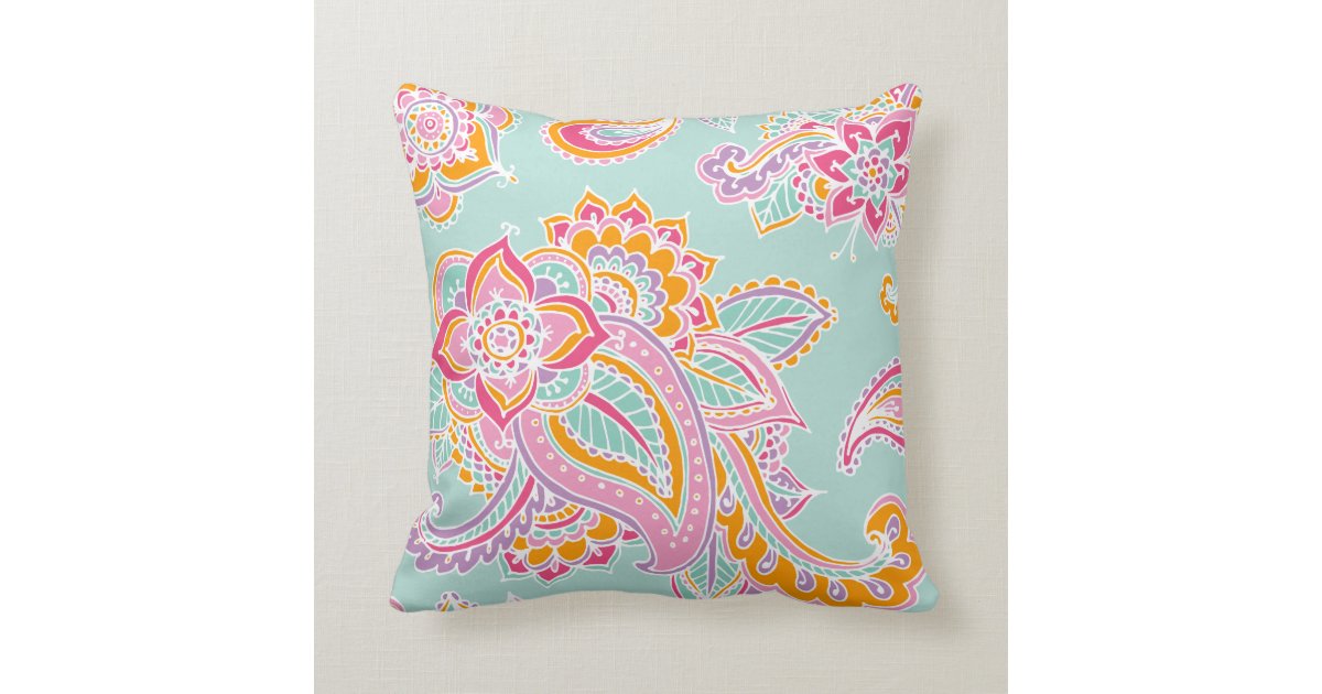 Colorful Bohemian Paisley Throw Pillow | Zazzle.com
