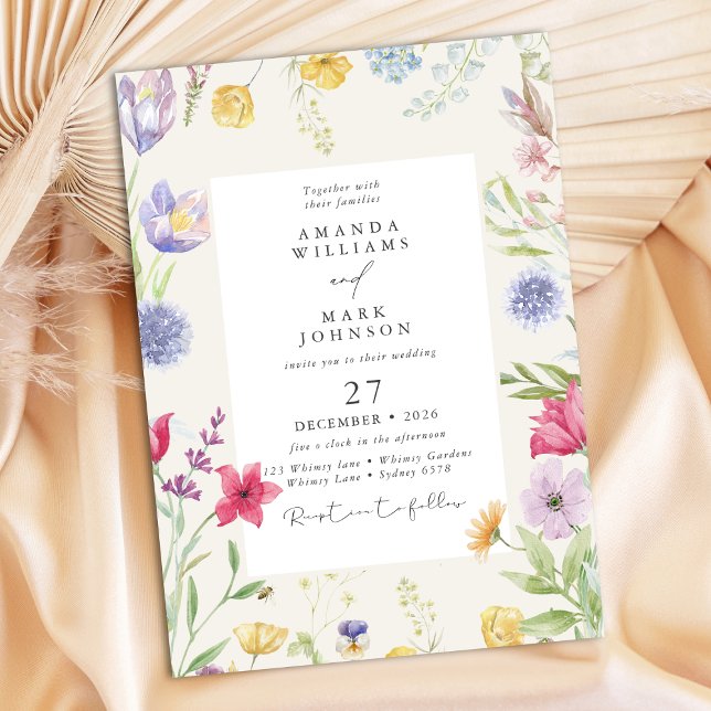 Colorful Bohemian Spring Botanical Garden Wedding Invitation (Creator Uploaded)