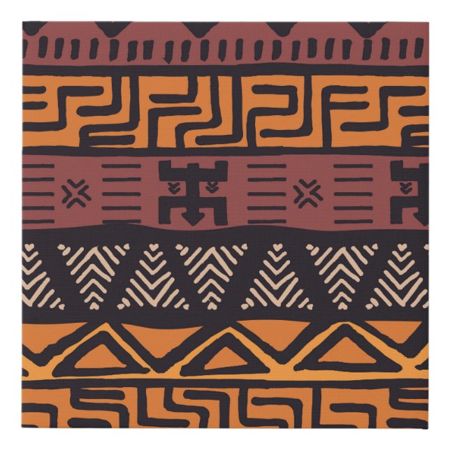 Colorful Bohemian Tribal Geometric Faux Canvas Print (Front)