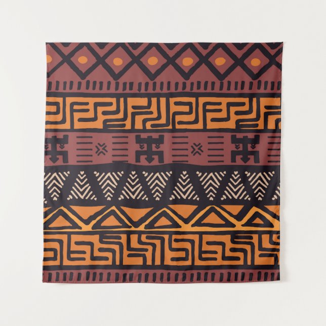 Colorful Bohemian Tribal Geometric Tapestry (Front)