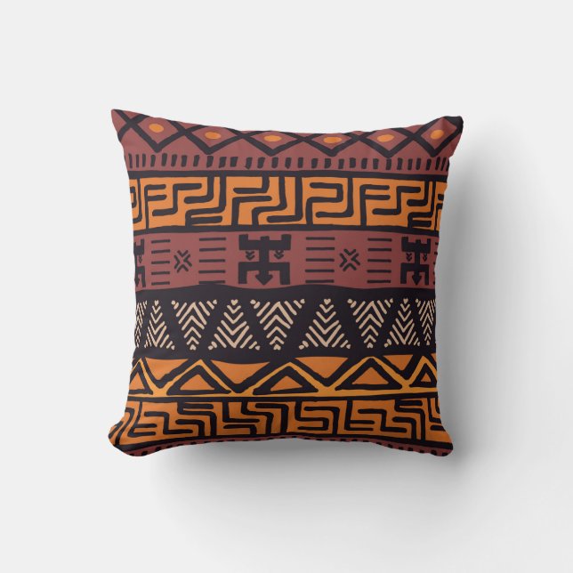 Colorful Bohemian Tribal Geometric Throw Pillow (Front)