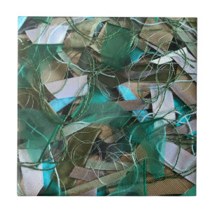 Colorful boho abstract green olive gray teal ceramic tile