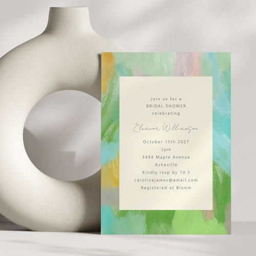 Colorful Boho Abstract Watercolor Bridal Shower Invitation